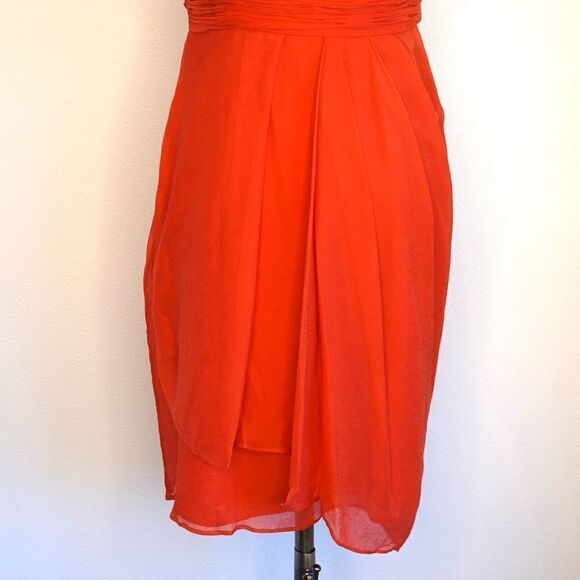 J.Crew Silk Ruched and Draped Spaghetti Strap Elegant Prom or Party Dress Coral - Picture 9 of 16